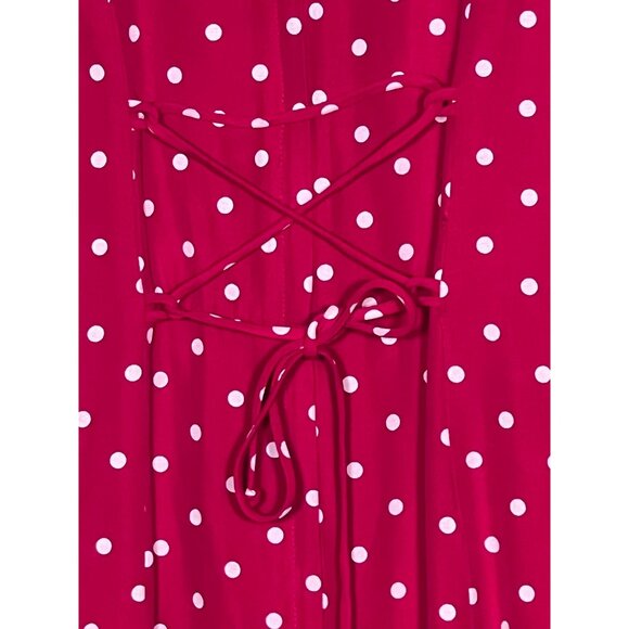 VTG My Michelle Size 7/8 Red Polka Dot Sleeveless Midi Dress Career Vacation Y2K - Picture 8 of 16
